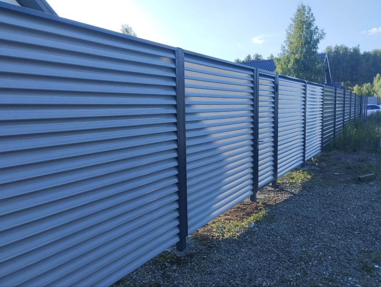 Забор из ламелей еврожалюзи 20м RAL7004 Серый в Сосновом Бору