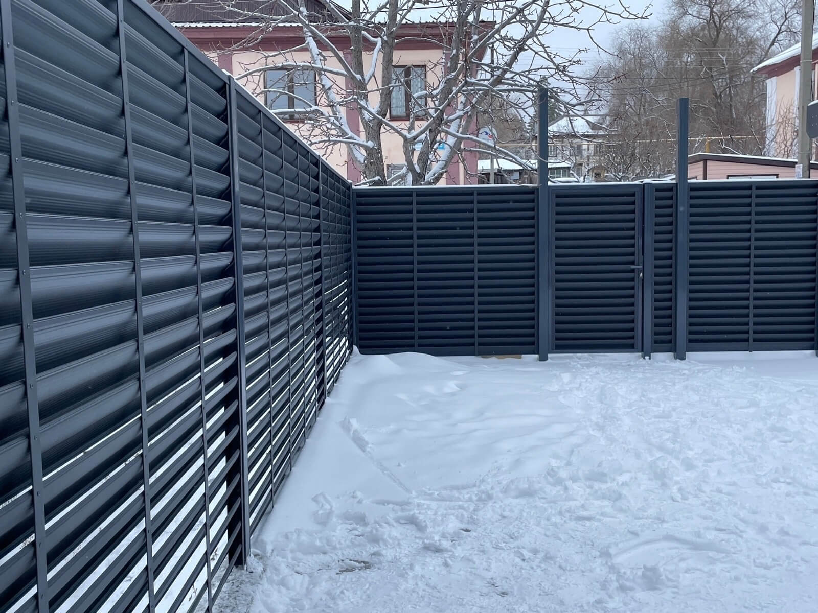 Забор-жалюзи 53м RAL7024/7024 Серый Графит двусторонний МАТТЕ фото 3 в Сосновом Бору