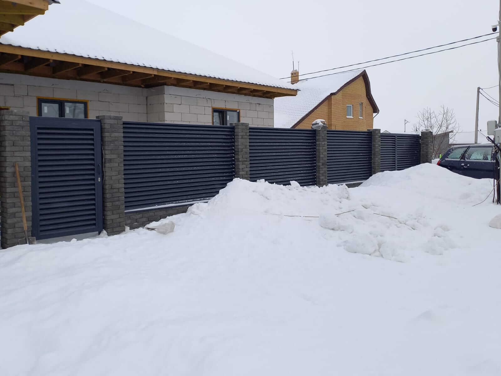 Забор из ламелей еврожалюзи 41м RAL7024/7024 Серый Графит двусторонний в Сосновом Бору