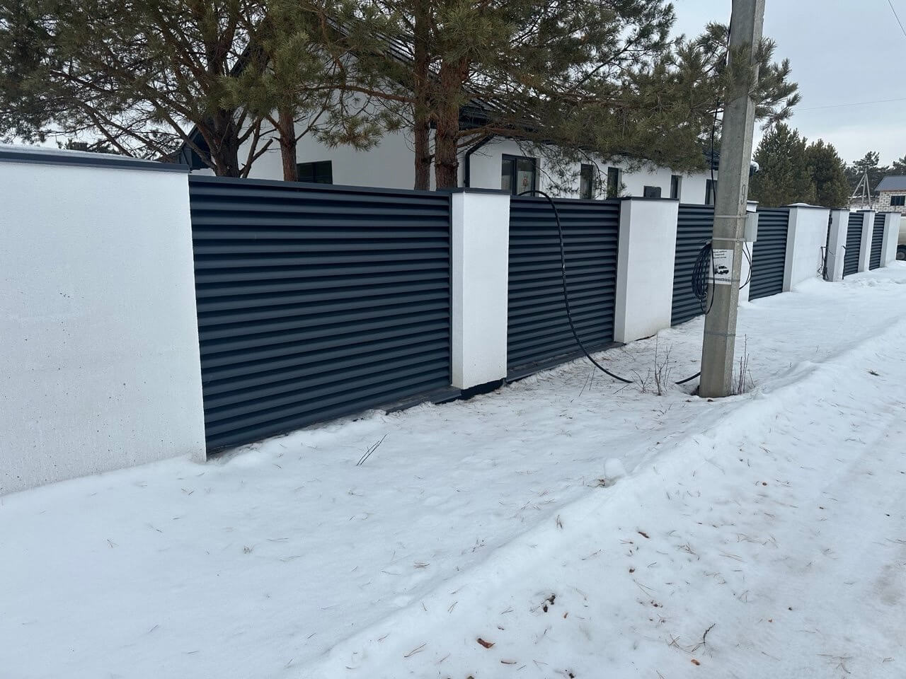 Забор-жалюзи 76м RAL7024/7024 Серый Графит двусторонний МАТТЕ фото 3 в Сосновом Бору