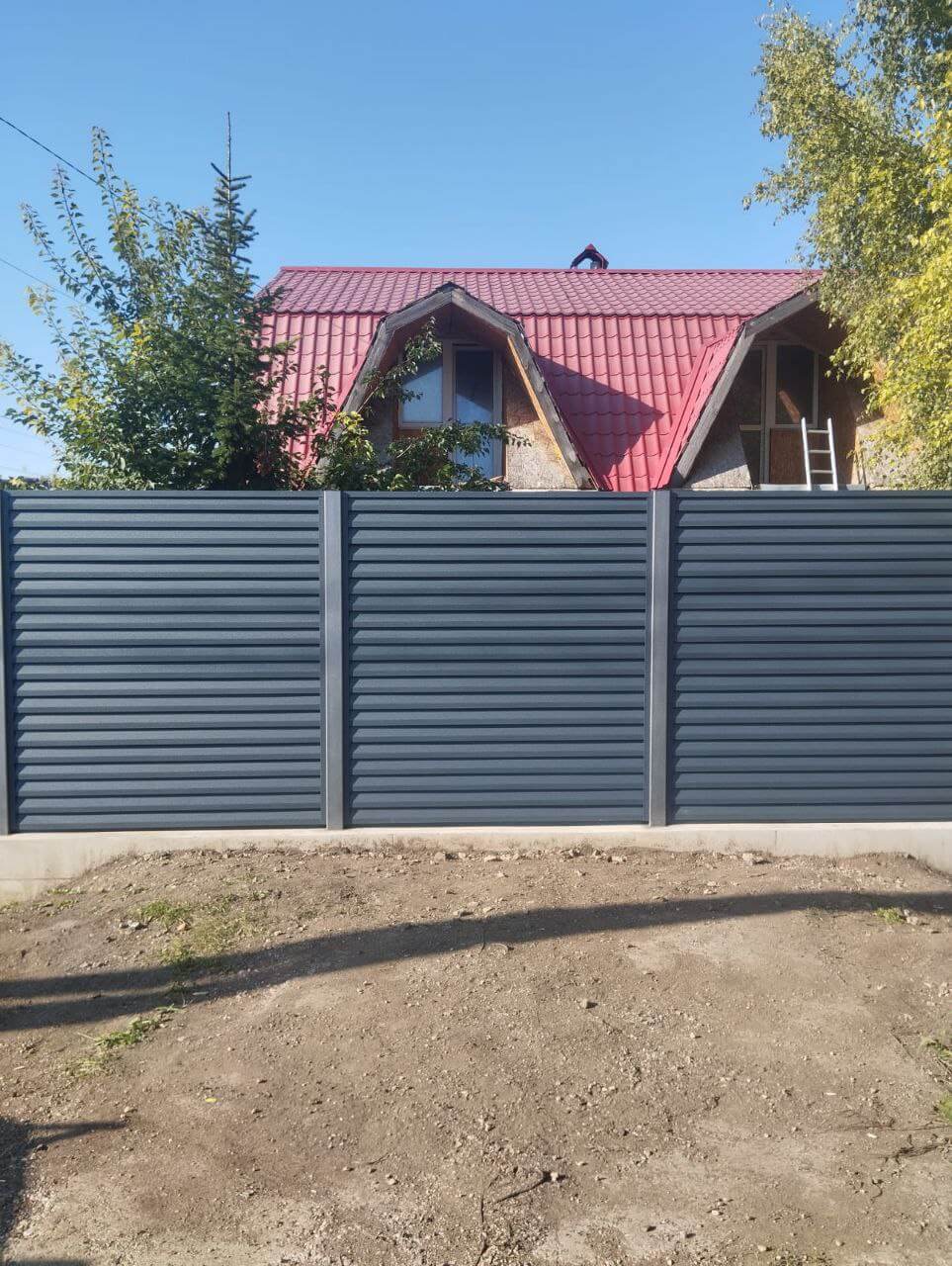 Забор-жалюзи из ламелей Реснички 54м RAL7024/7024 Серый Графит двусторонний МАТТЕ в Сосновом Бору